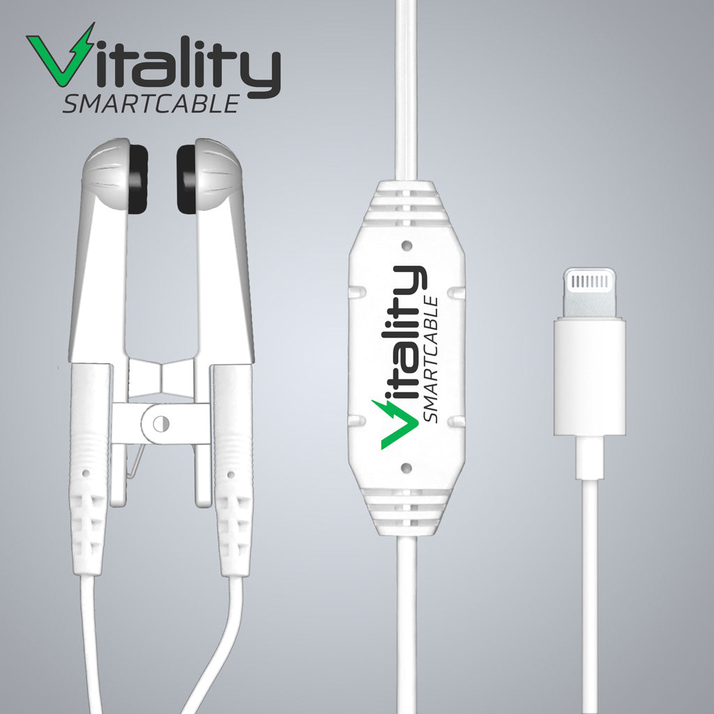 Vitality Smartcable for iPhone — front view of device and cable